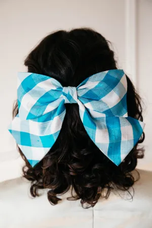 Kitka Hair Bow - Blue and White Gingham