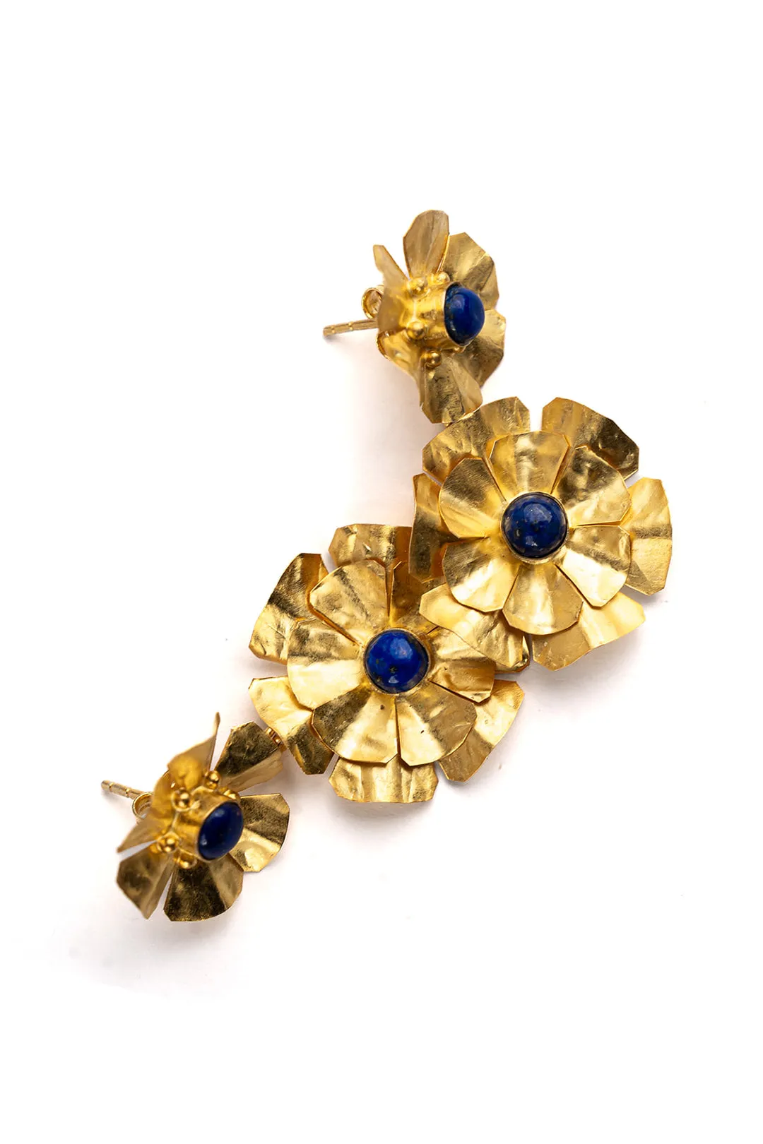 Lapis Duo Floral Earring