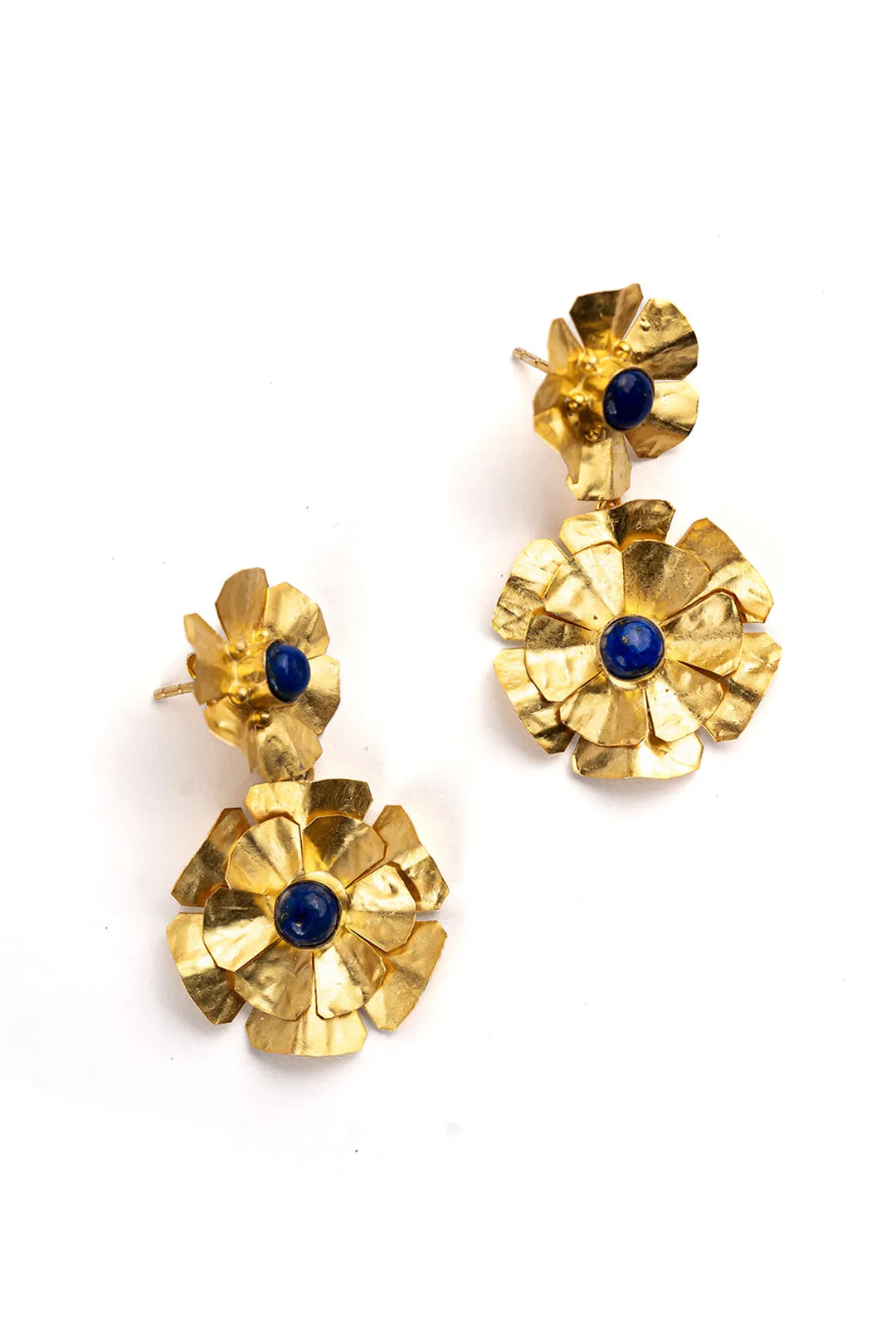 Lapis Duo Floral Earring