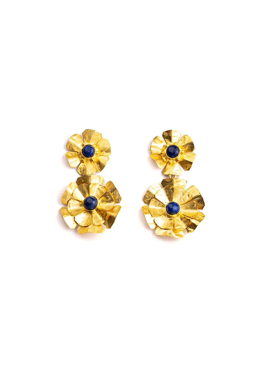 Lapis Duo Floral Earring