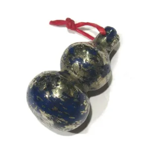 Lapis/ Pyrite Carved Gourd Bead / Pendant