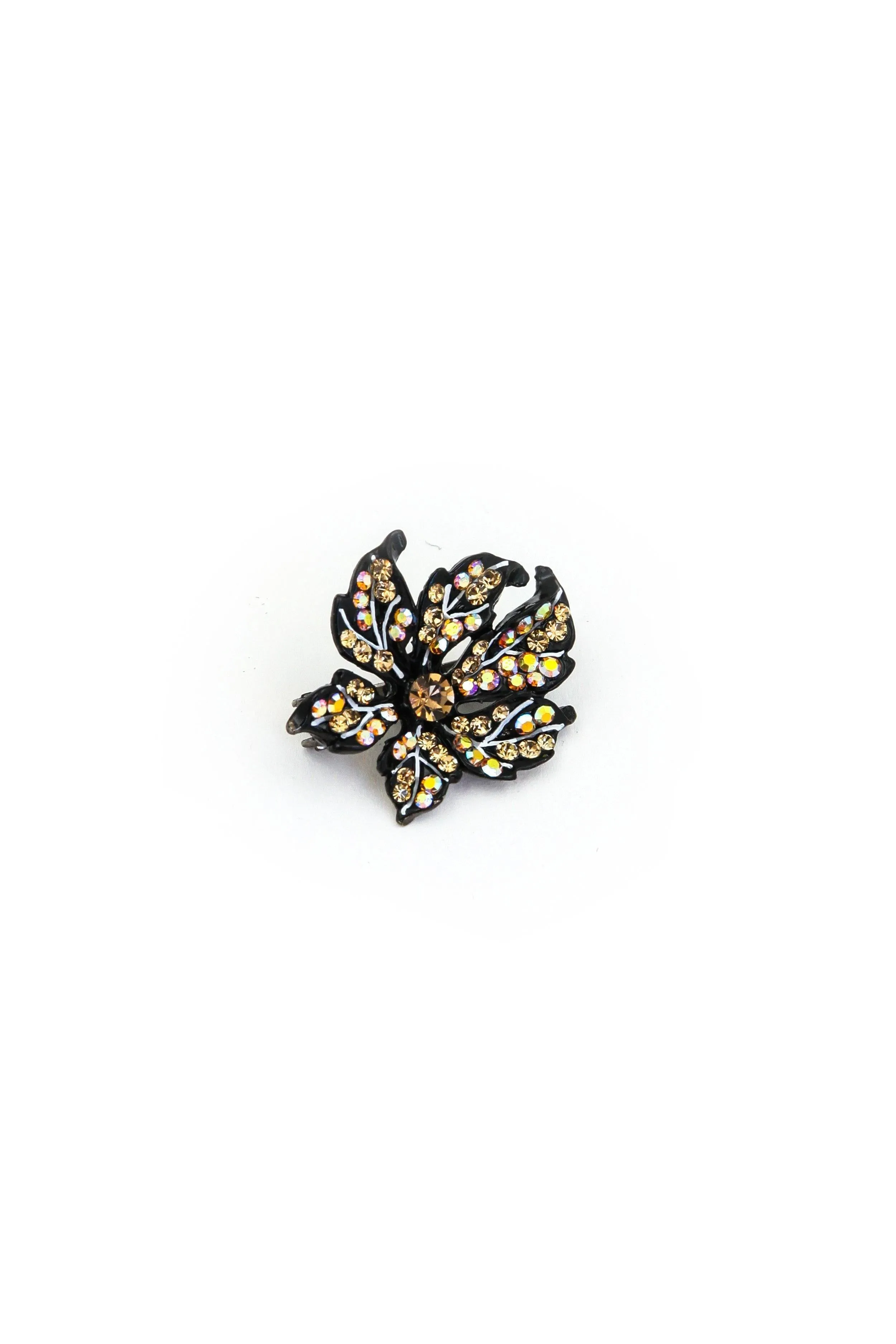 Leafy Rose Crystal Mini Magnetic Barrette