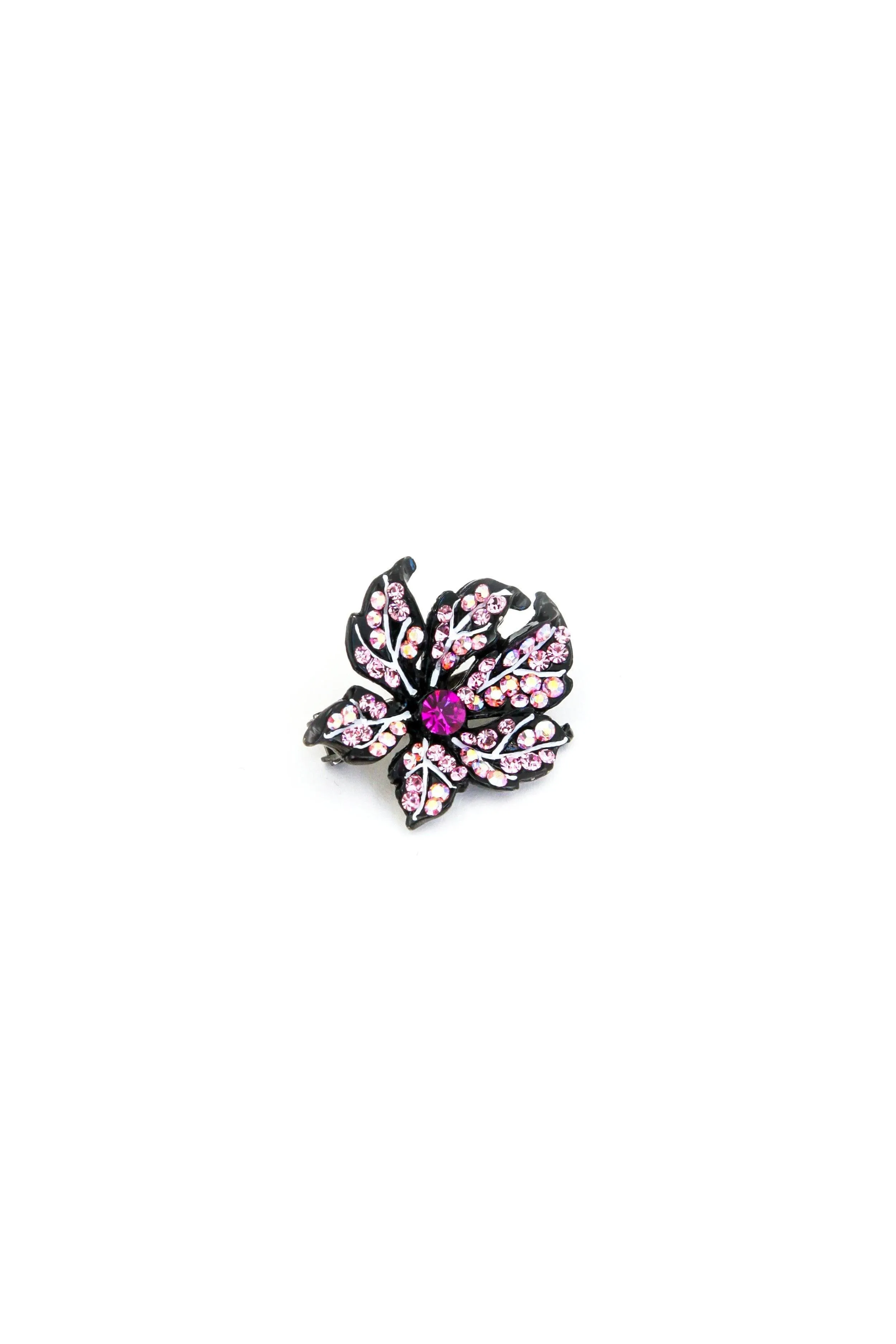 Leafy Rose Crystal Mini Magnetic Barrette