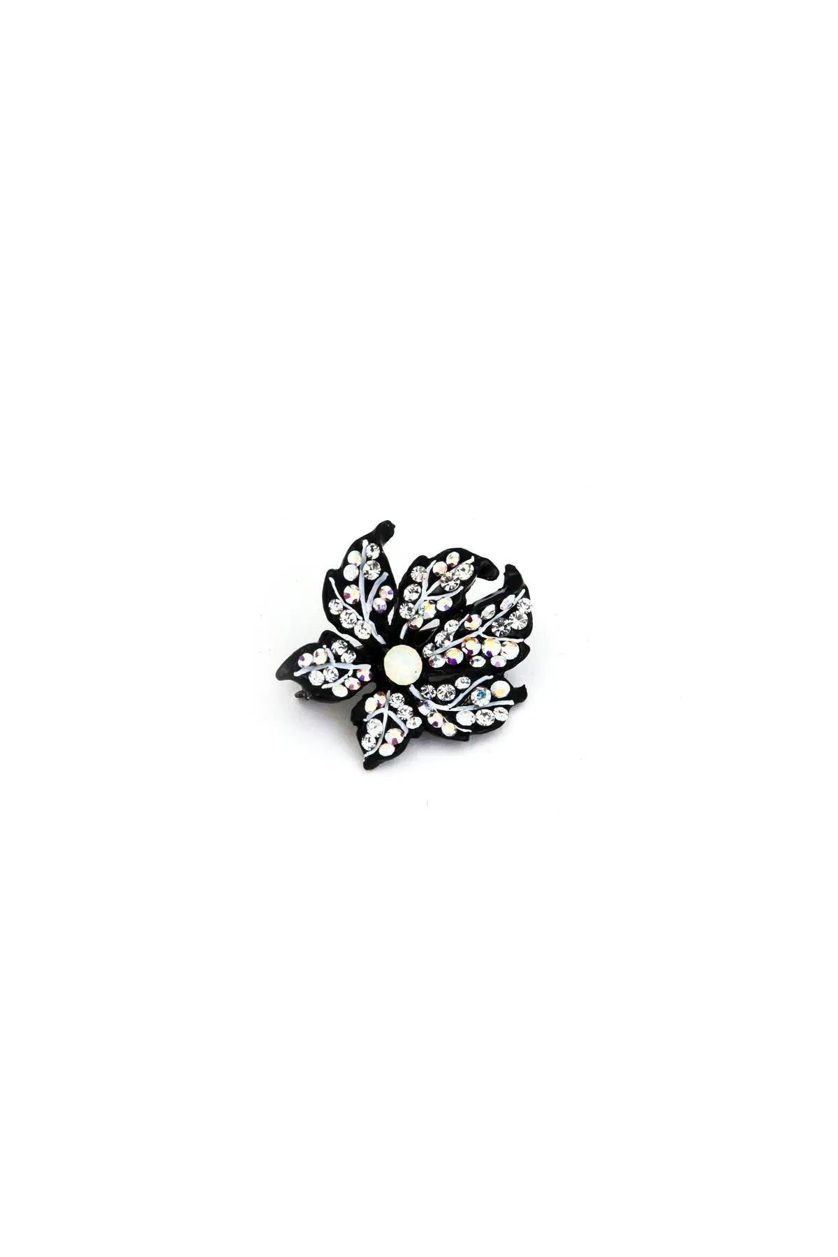 Leafy Rose Crystal Mini Magnetic Barrette