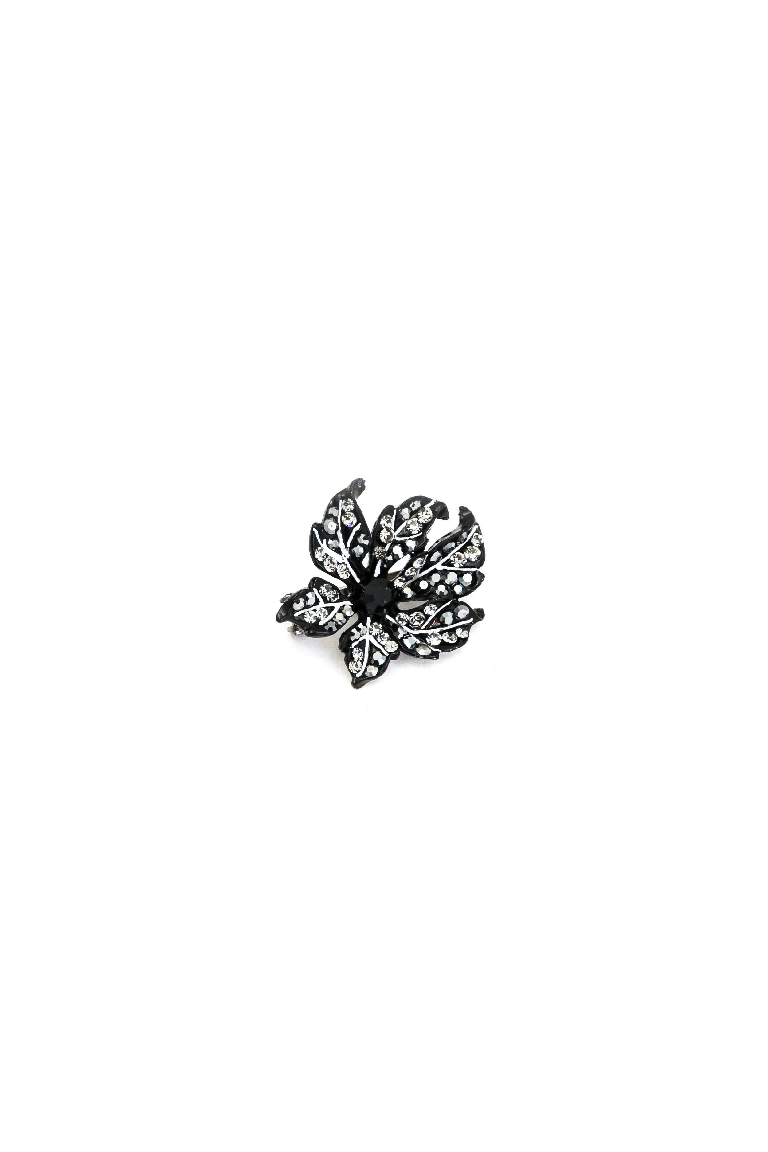 Leafy Rose Crystal Mini Magnetic Barrette