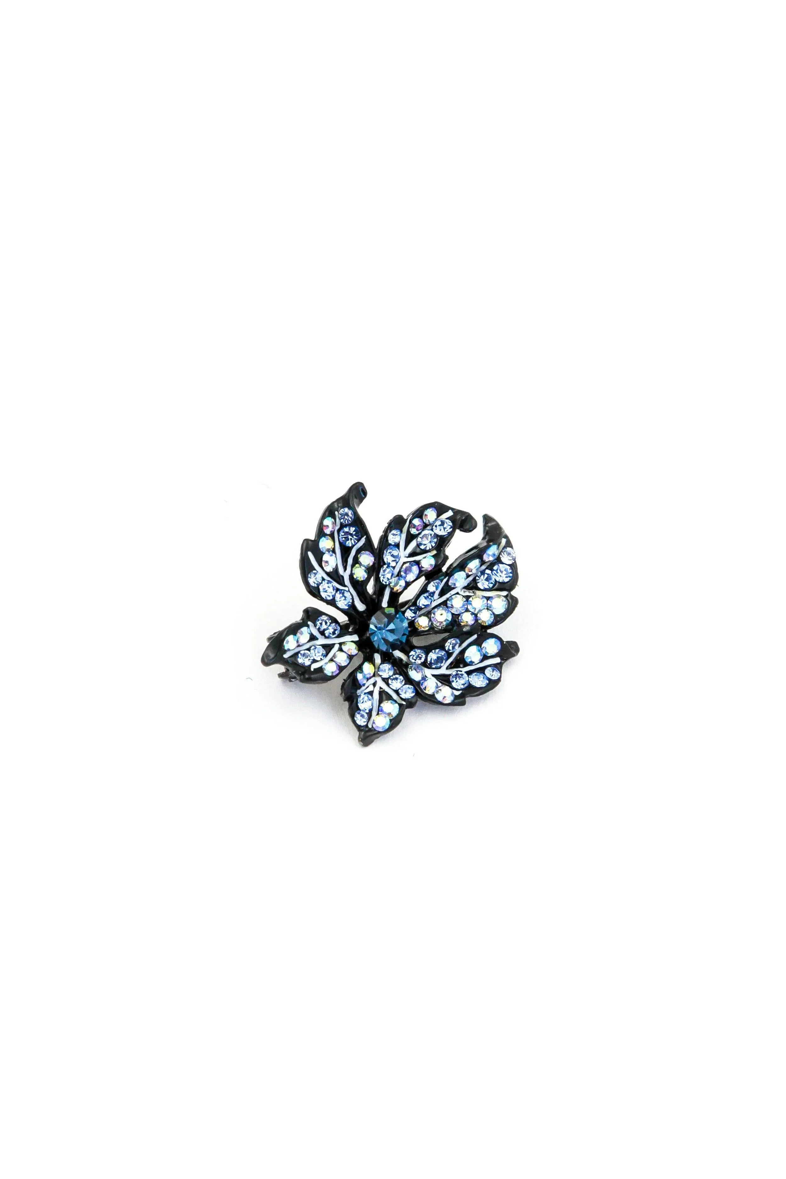 Leafy Rose Crystal Mini Magnetic Barrette