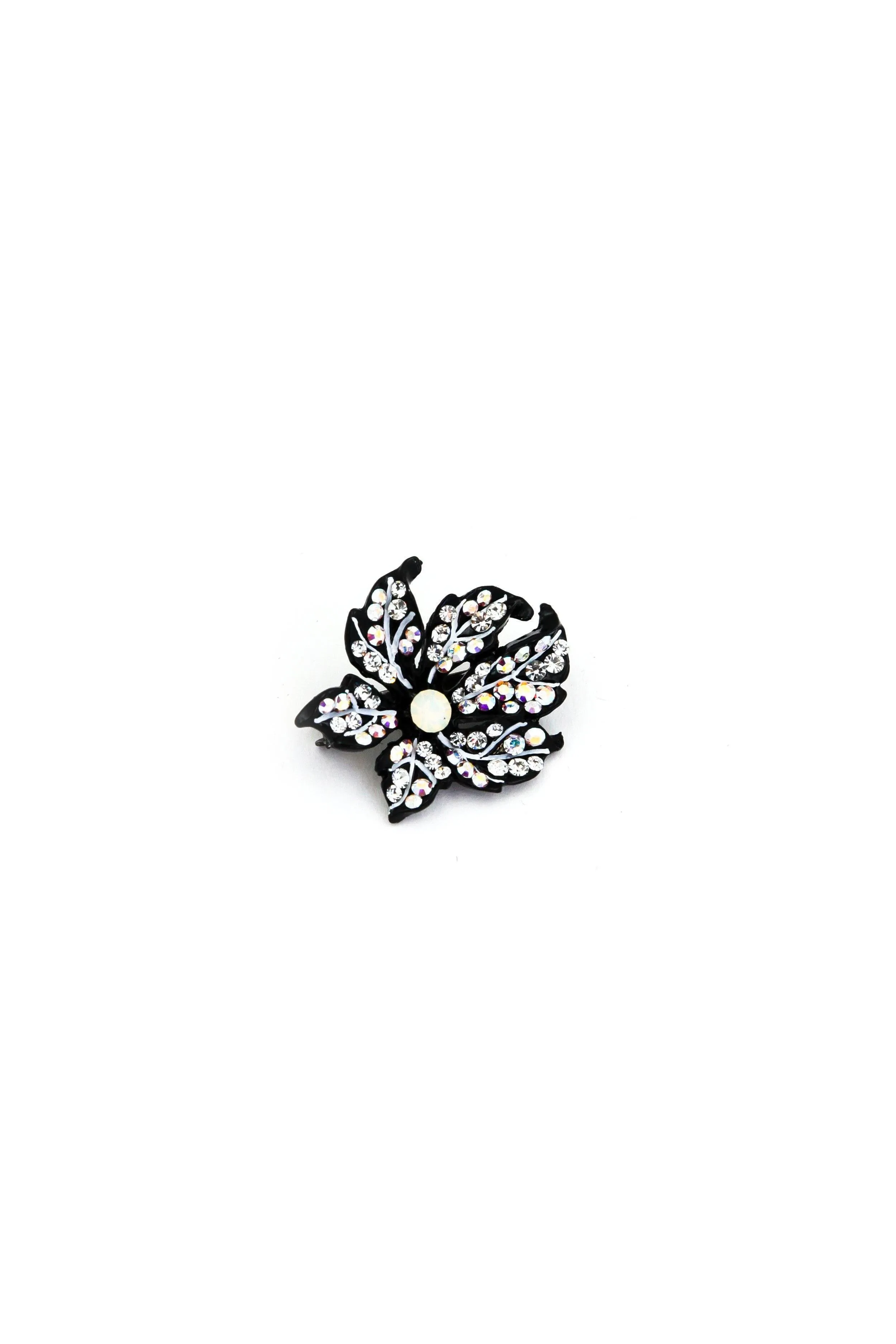 Leafy Rose Crystal Mini Magnetic Barrette