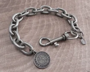 Link Hack Bracelet with Saint Christopher Coin Pendant