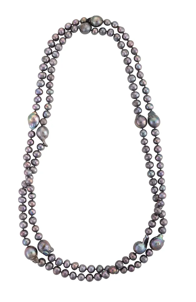 Long biwa pearl necklace