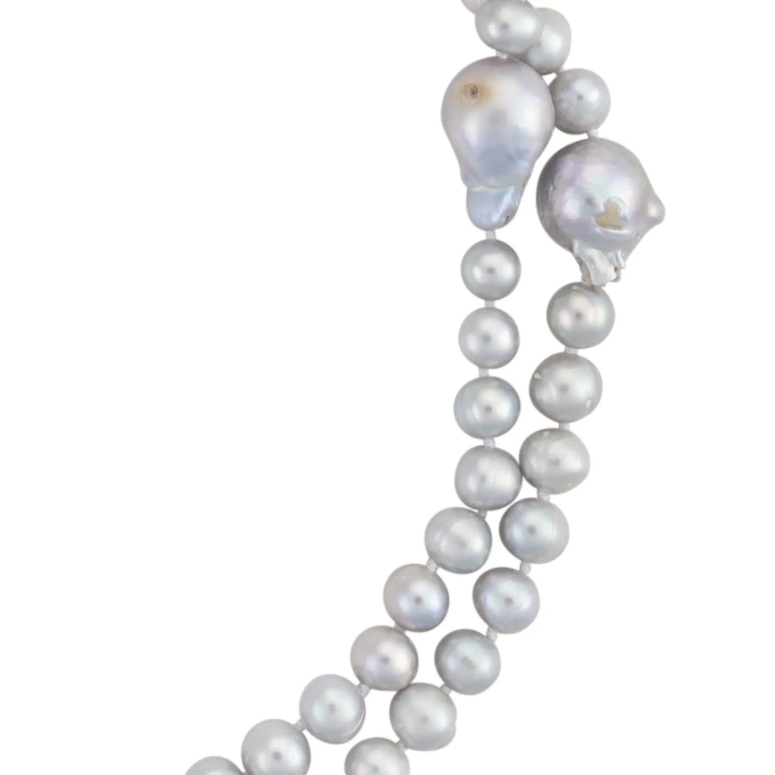 Long biwa pearl necklace