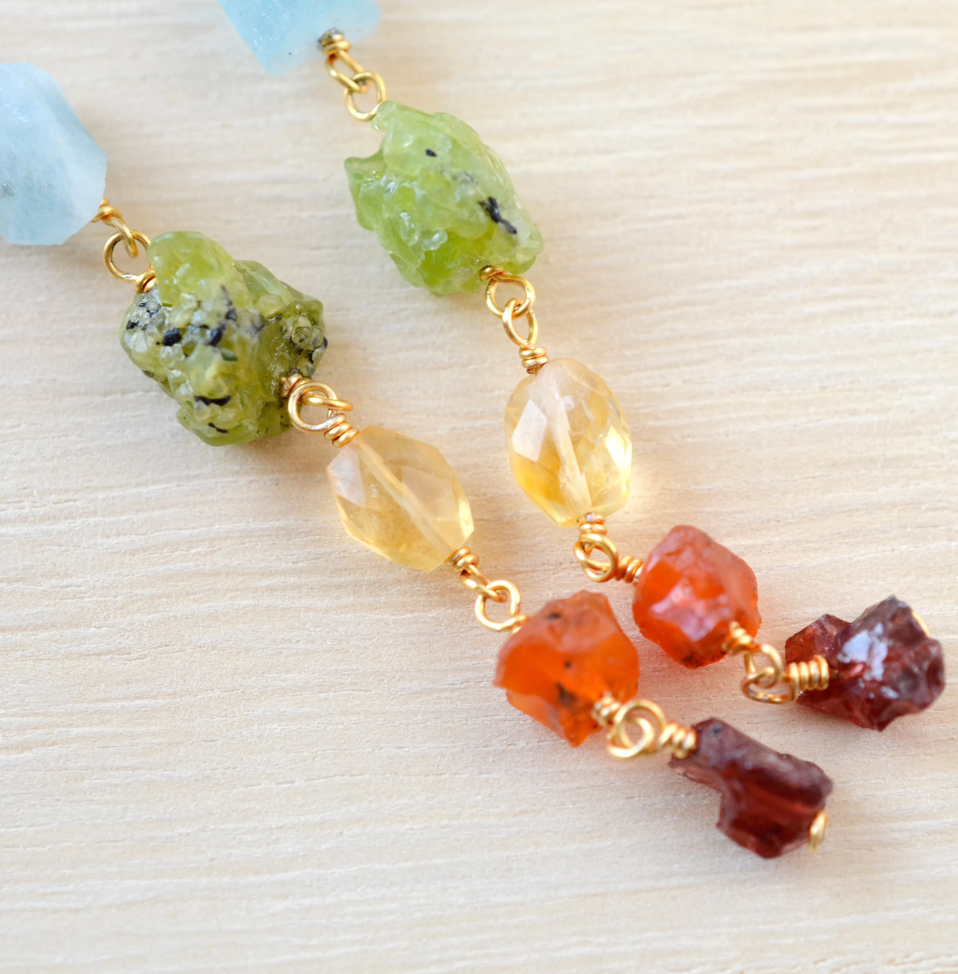 Long Chakra Crystal Earrings in Gold or Silver