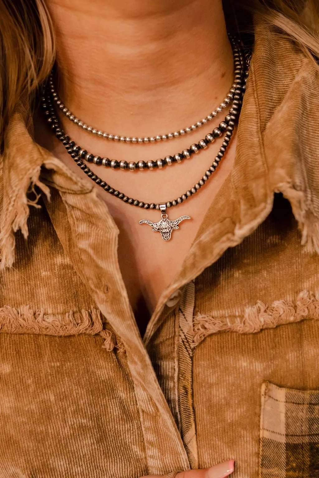 Longhorn Pearl Pendant Necklace