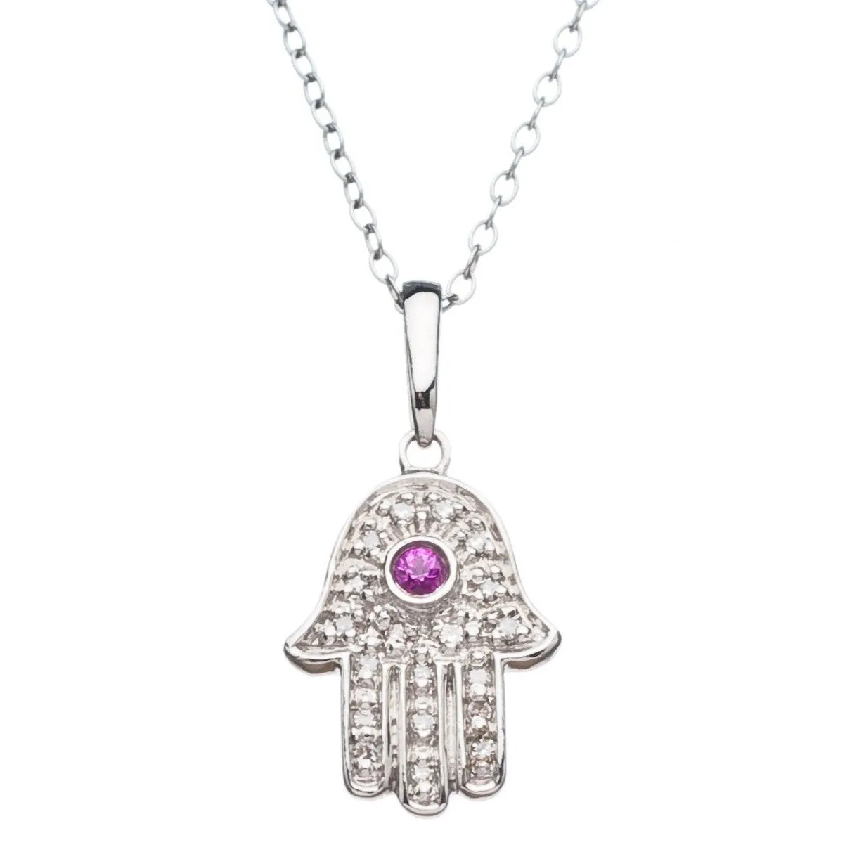 Lucky Gold Hamsa Hand Necklace with Diamonds