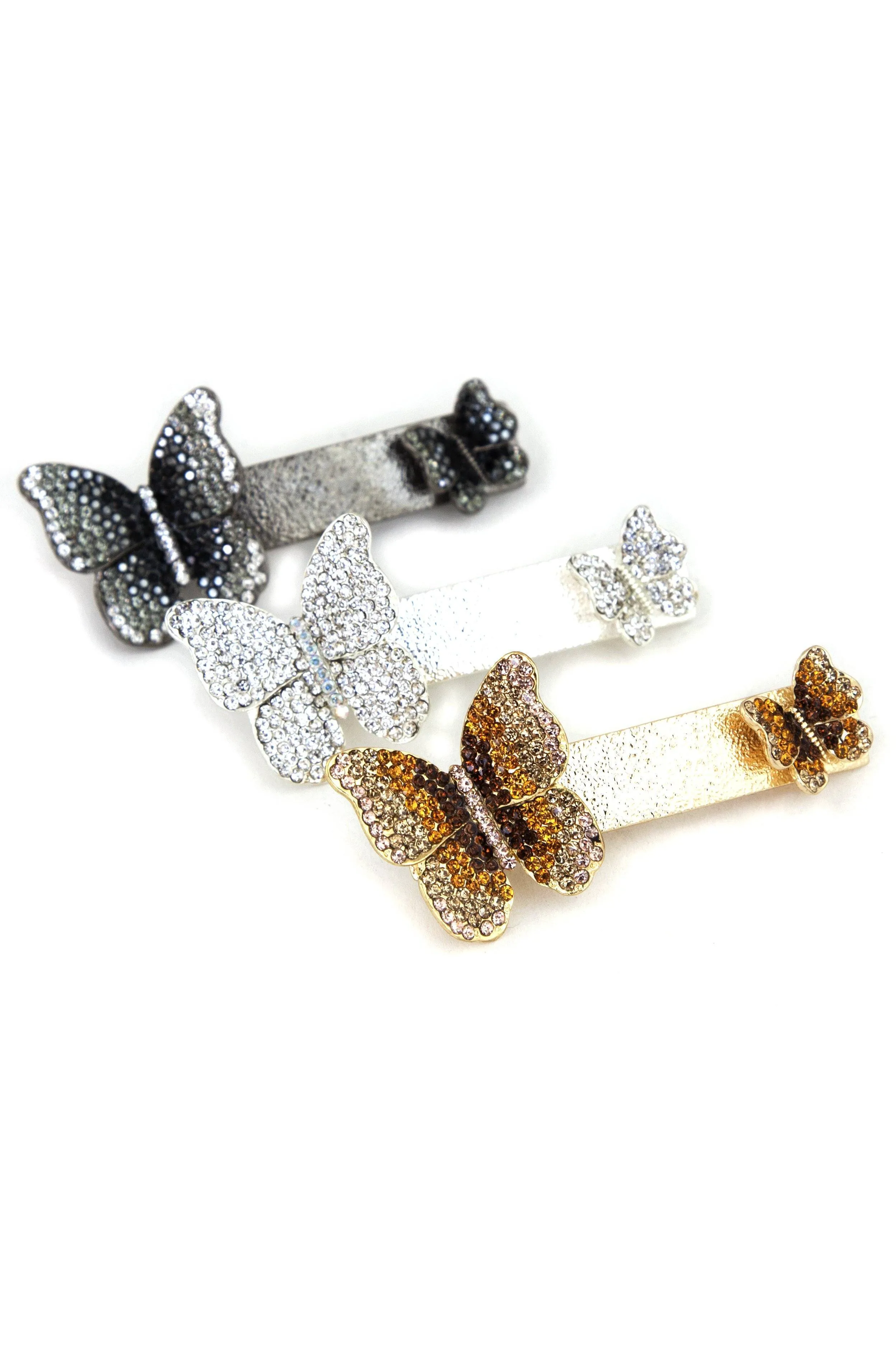 Magnetized Double Butterfly Crystal Barrette