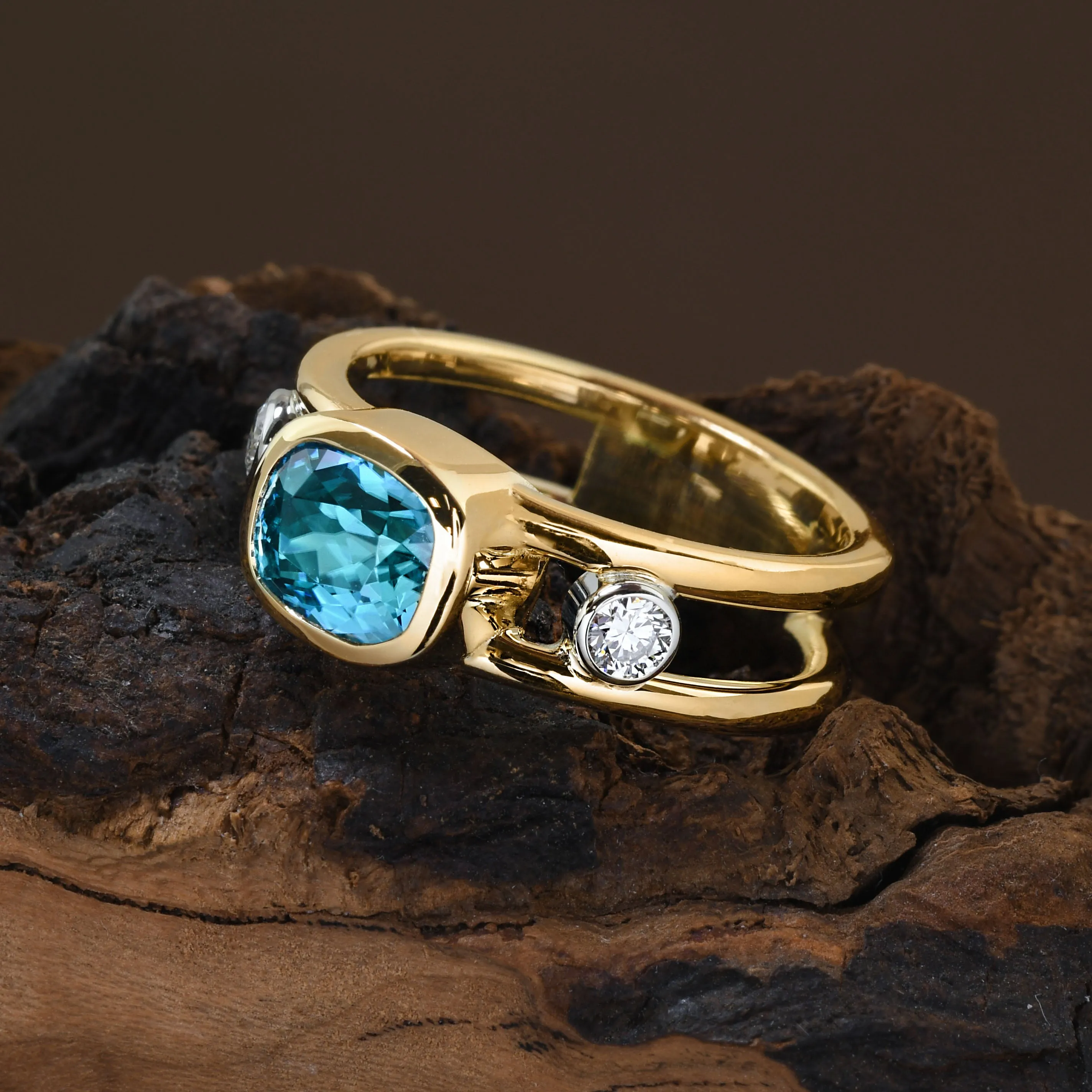 Majestic Blue Zircon Ring By Plante Jewelers