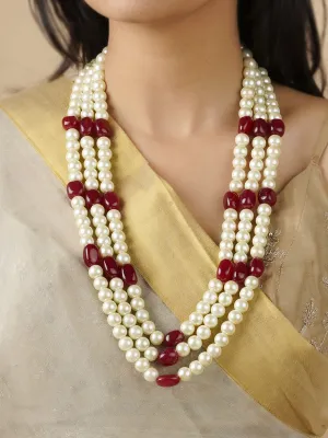 Maroon Color Gold Plated Necklace/Mala - MN397