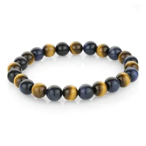 MEN'S BLUE AND YELLOW TIGER EYE BRACELET