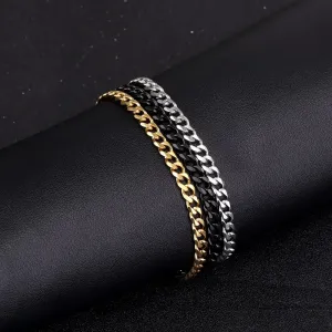 Mens Womens Bracelet Stainless Steel Curb Cuban Link Chain Black Gold Silver Color Bracelet For Men Women Jewelry 2023