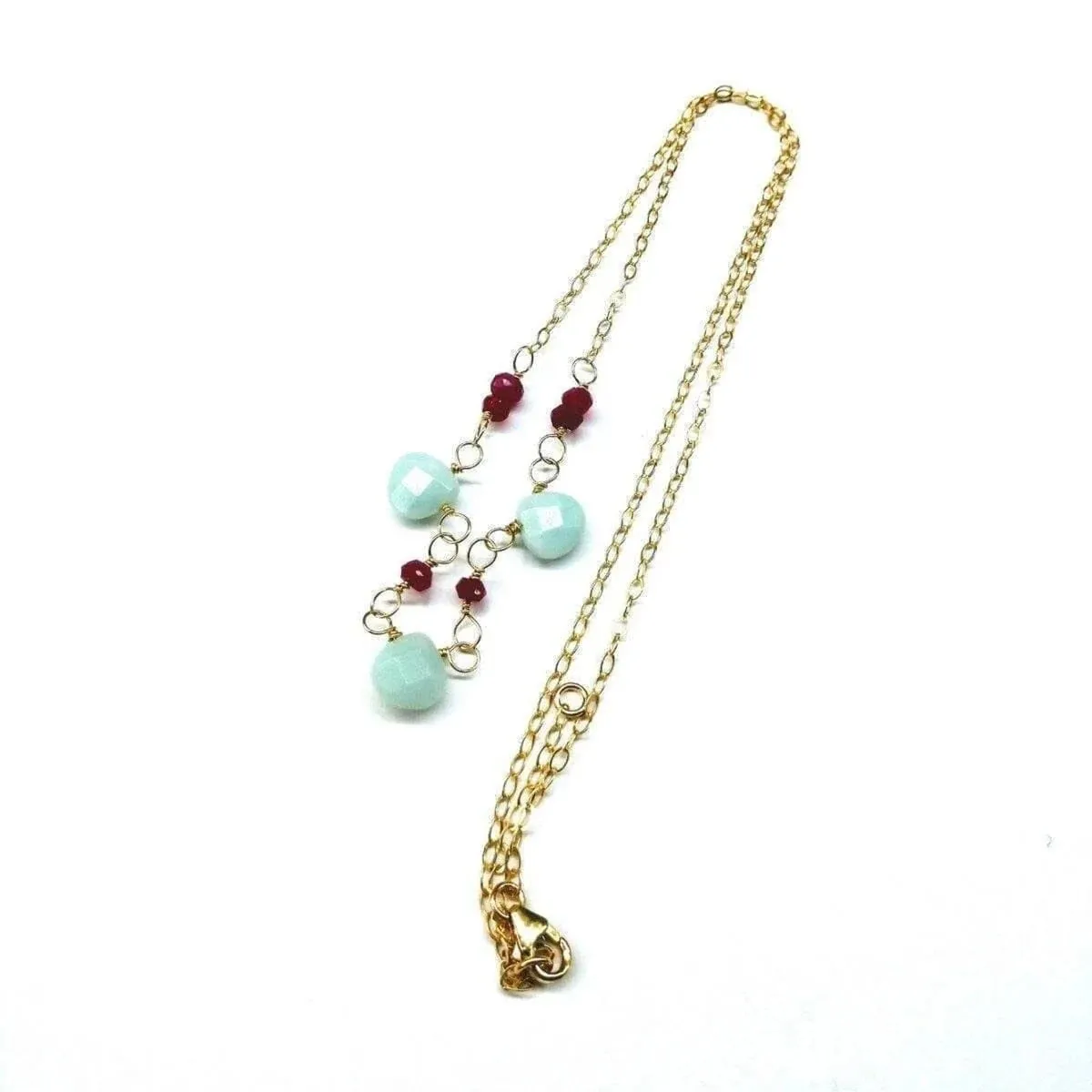 Mint and Hot Pink Gemstone Necklace