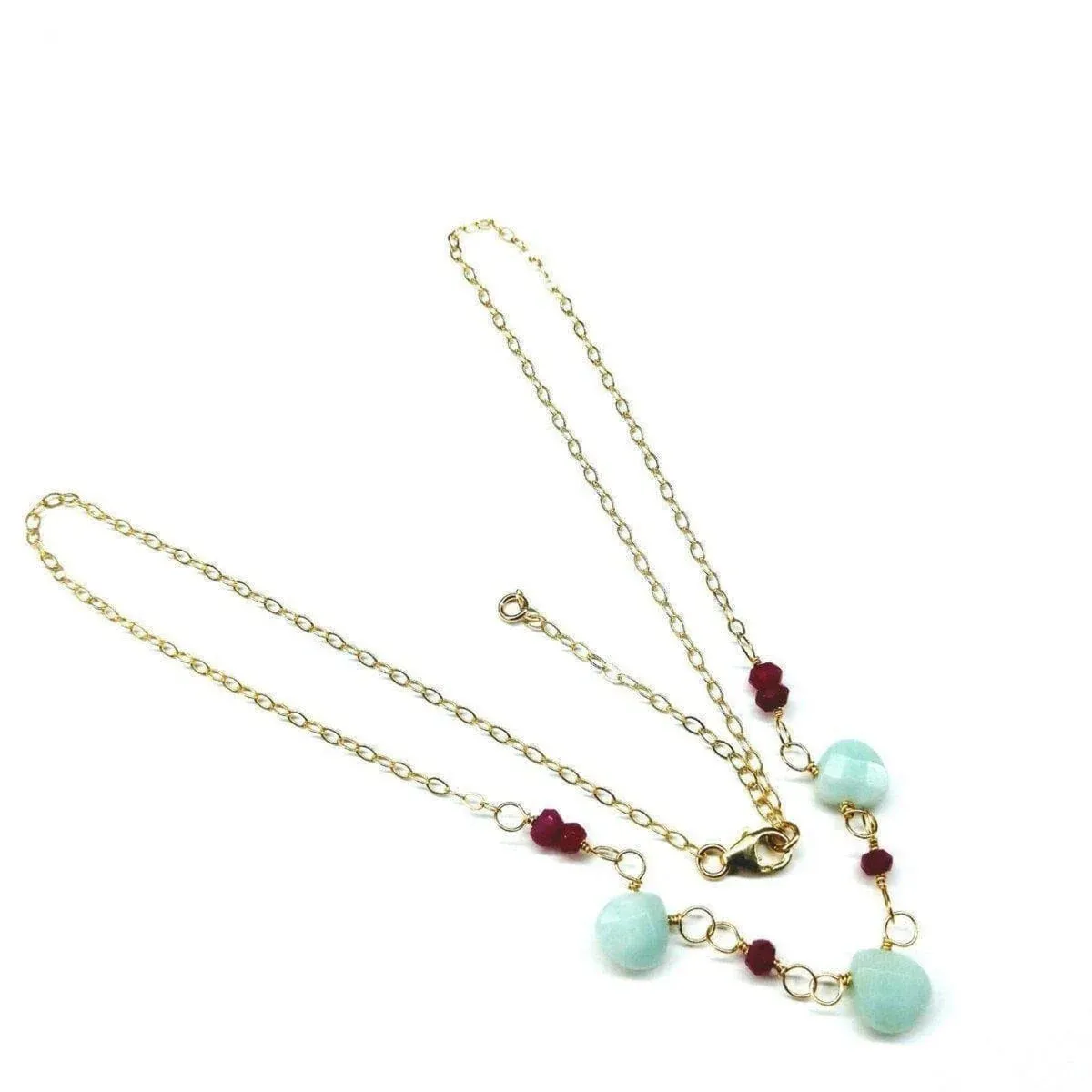 Mint and Hot Pink Gemstone Necklace