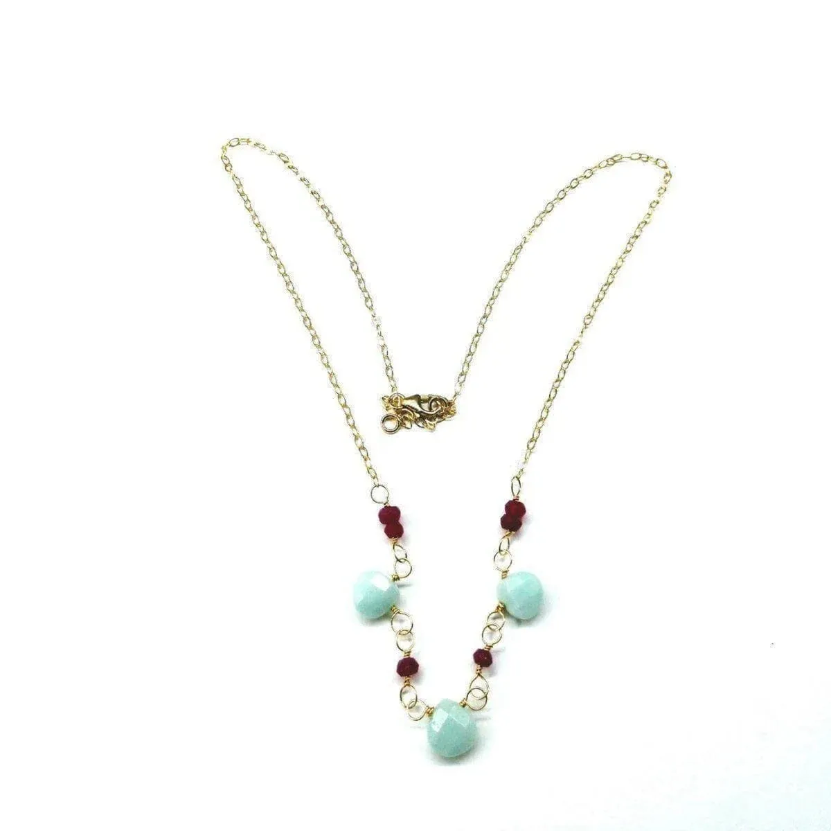 Mint and Hot Pink Gemstone Necklace