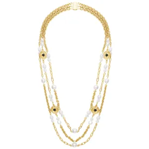 Monika Triple Strand Pearl Necklace In Gold