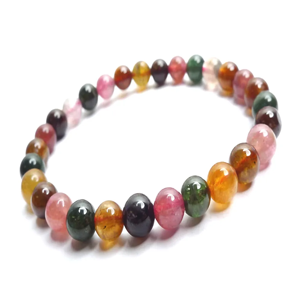 Multicolor Tourmaline Bracelet Crystal Healing Bracelet Gemstone Jewellery Beaded Stone Bracelet for Men & Women, Bead Size 10 mm