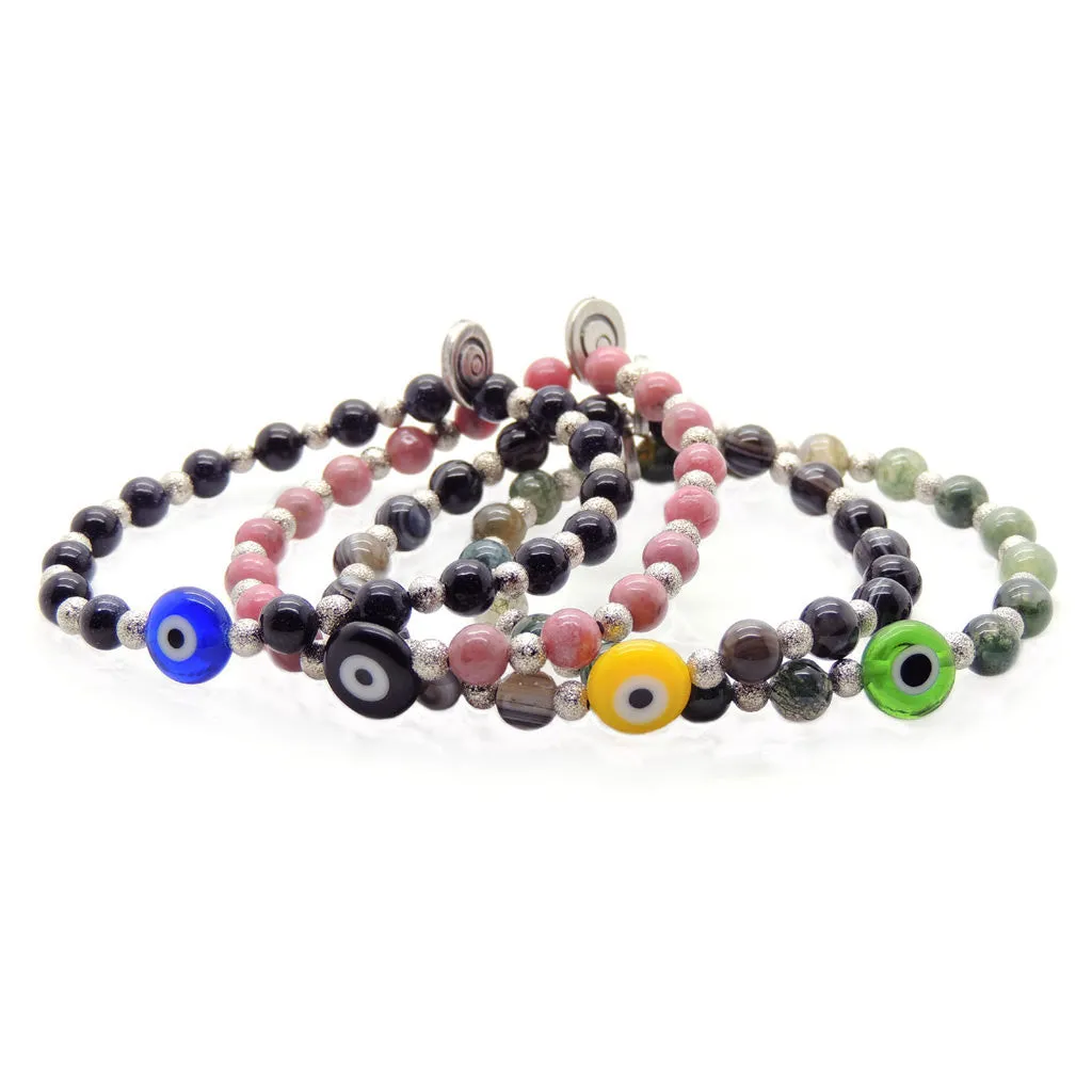 Multicolour Evil Eye Charm Stardust Gemstone Bracelet