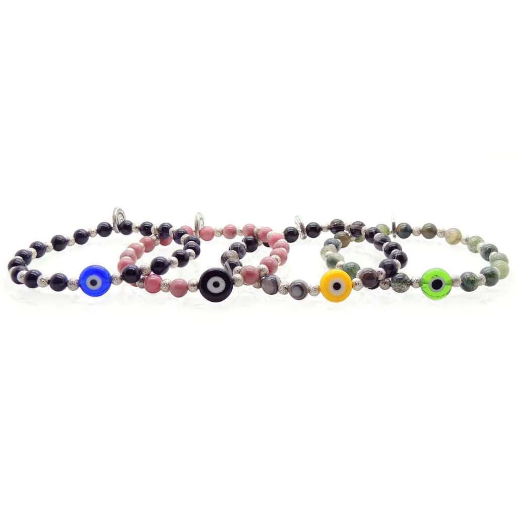 Multicolour Evil Eye Charm Stardust Gemstone Bracelet