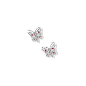 Nanjing Earrings 18ct White Gold - Ruby & Diamond Pavé