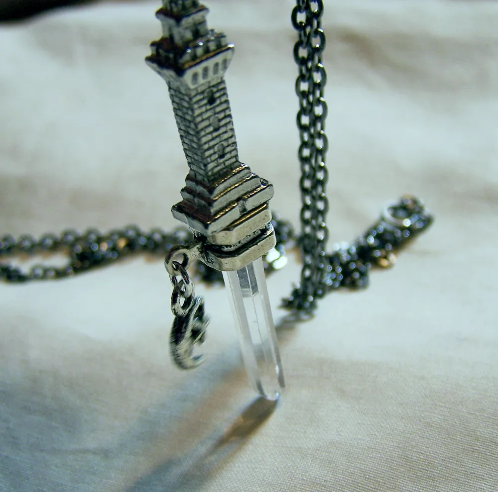 Natural Quartz Crystal Tower Dagger Pendant