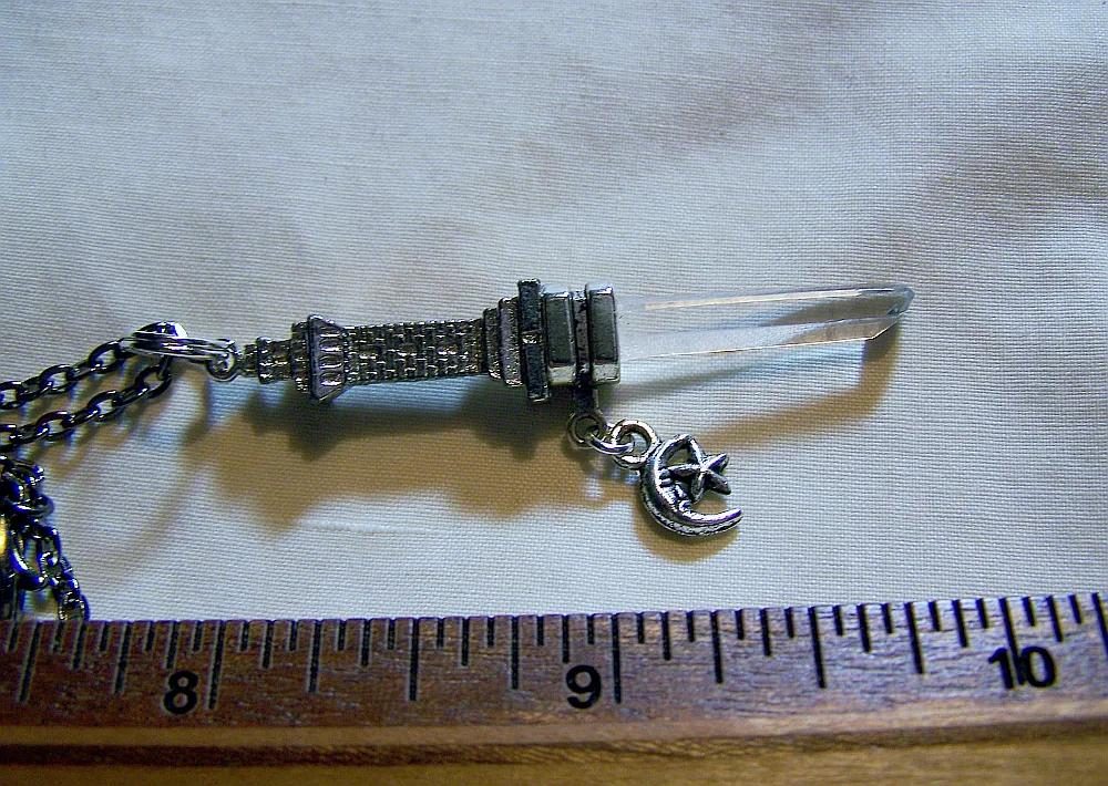 Natural Quartz Crystal Tower Dagger Pendant