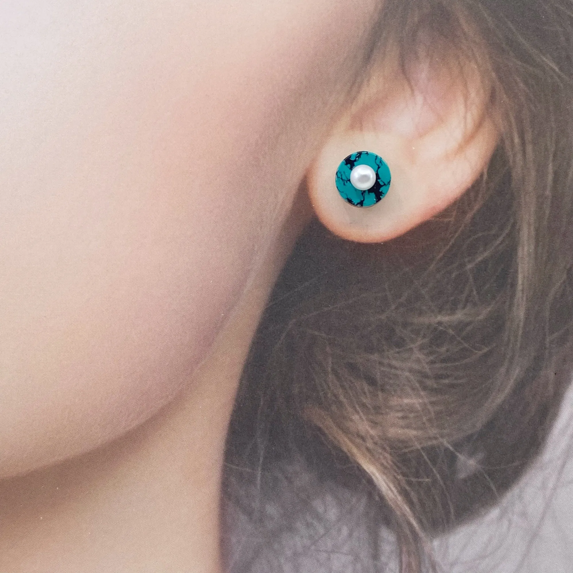 Natural Turquoise Stud Earrings