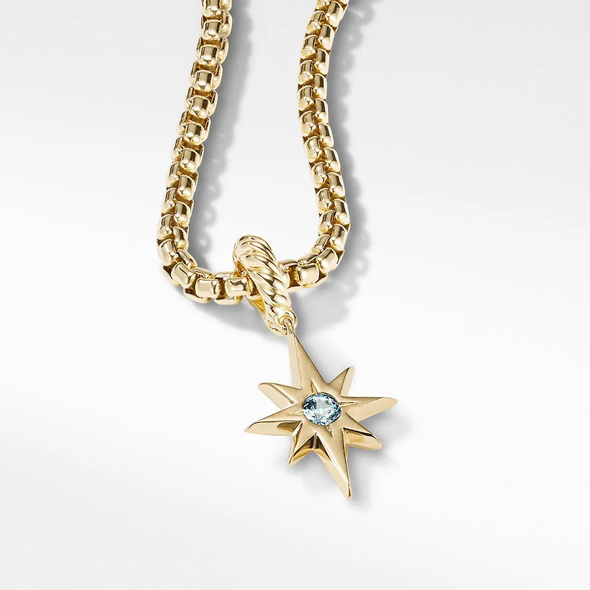 North Star Birthstone Amulet in 18K Yellow Gold with Aquamarine