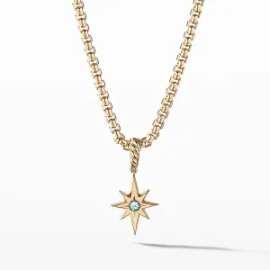 North Star Birthstone Amulet in 18K Yellow Gold with Aquamarine