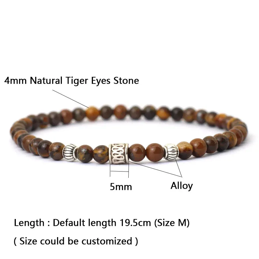 Noter New 4mm Bracelet For Men Viking Rice Beads Braclet Natural Lava Tiger Eyes Red Howlite Stone Braslet Leisure Accessories