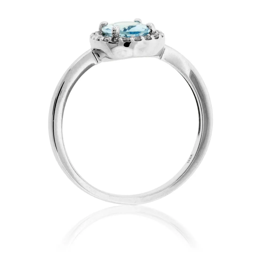 Oval Aquamarine and Diamond Halo Ring