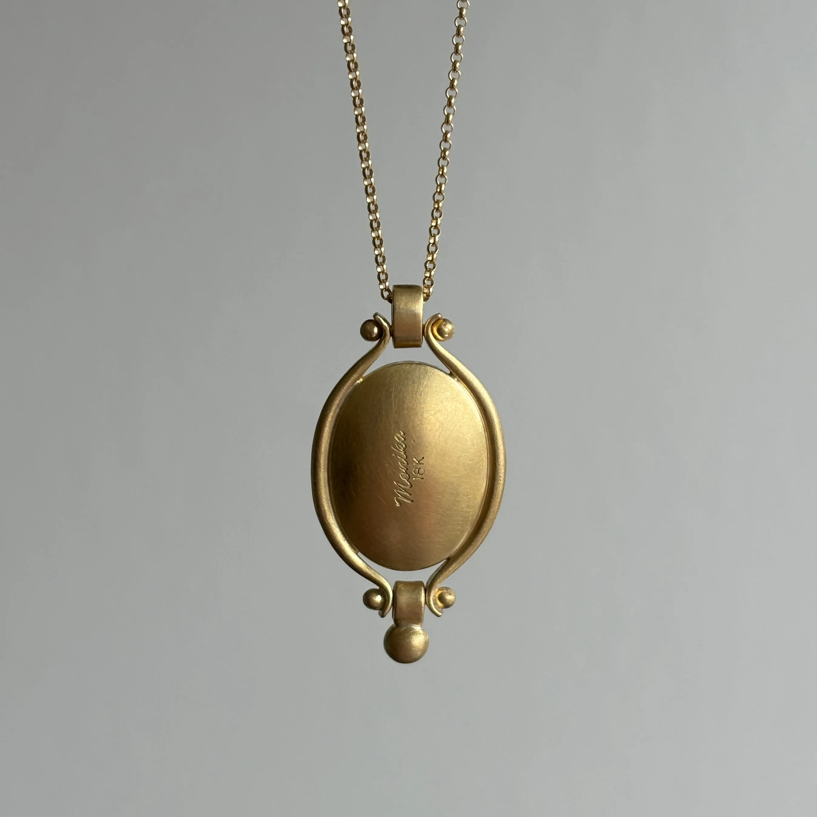 Oval Milky Aquamarine Lyre Pendant