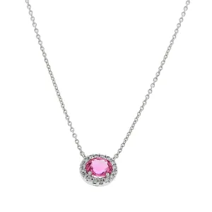 Oval Pink Sapphire and Diamond Pendant Necklace