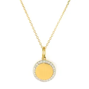 Pave Round Engravable Pendant Necklace