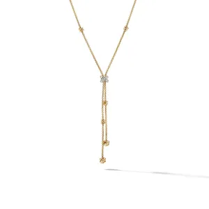 Petite Helena Y Necklace in 18K Yellow Gold with Diamonds