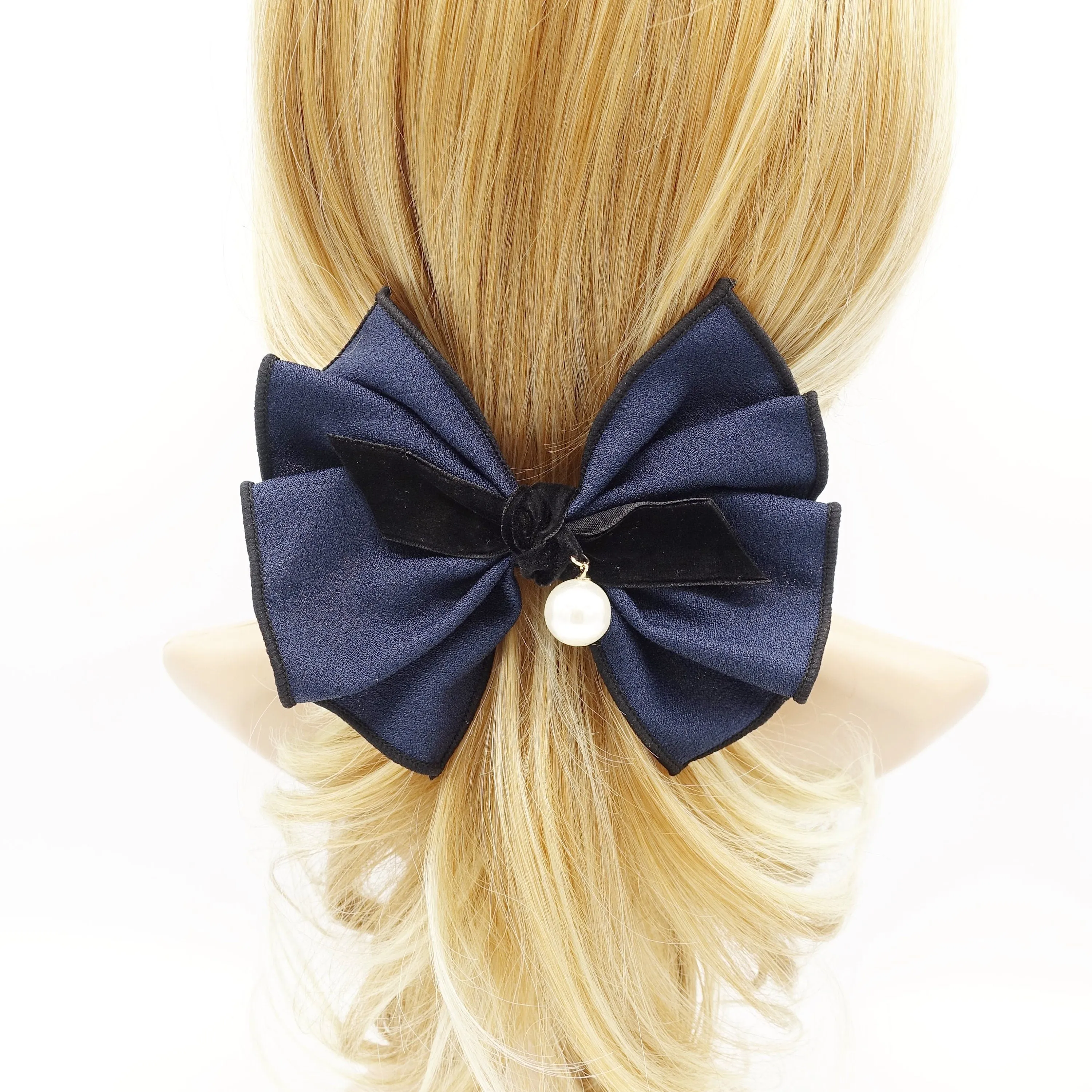 pleated hair bow velvet strap knot interlocked edge Fall Winter for women