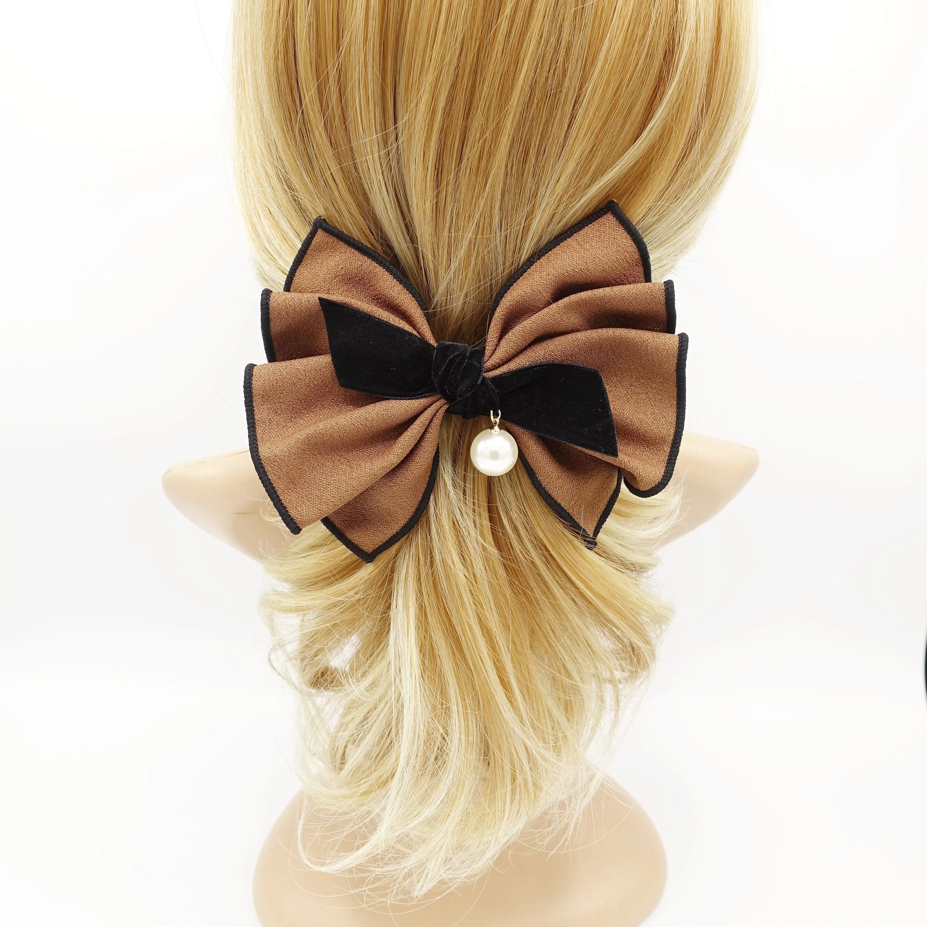 pleated hair bow velvet strap knot interlocked edge Fall Winter for women