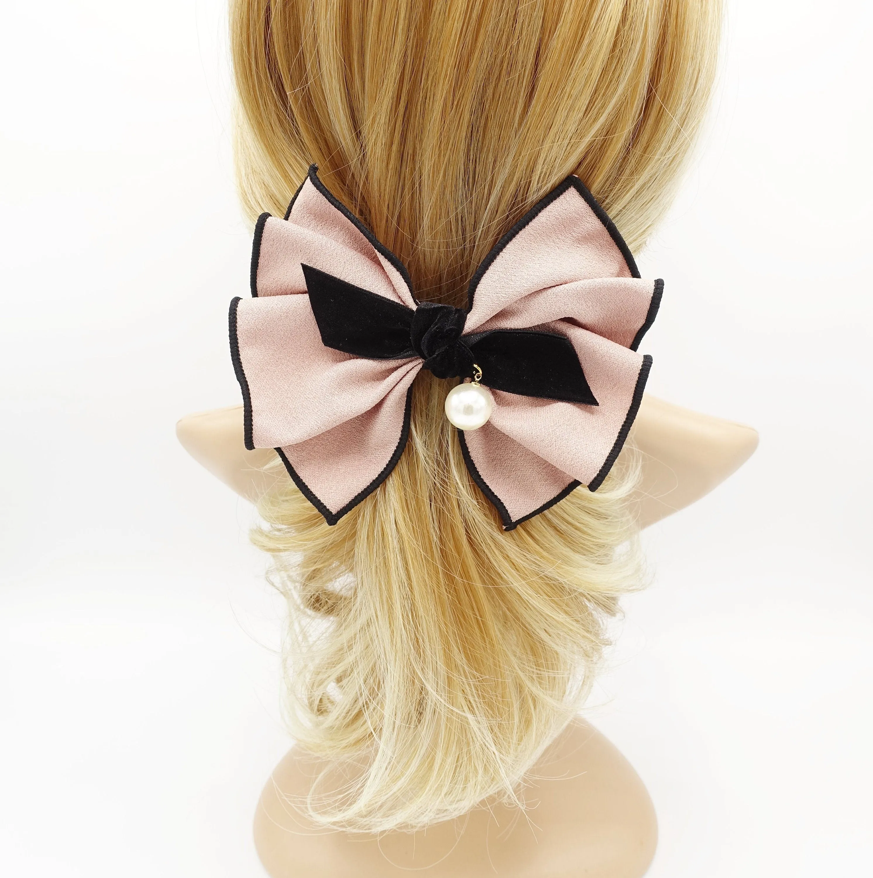 pleated hair bow velvet strap knot interlocked edge Fall Winter for women