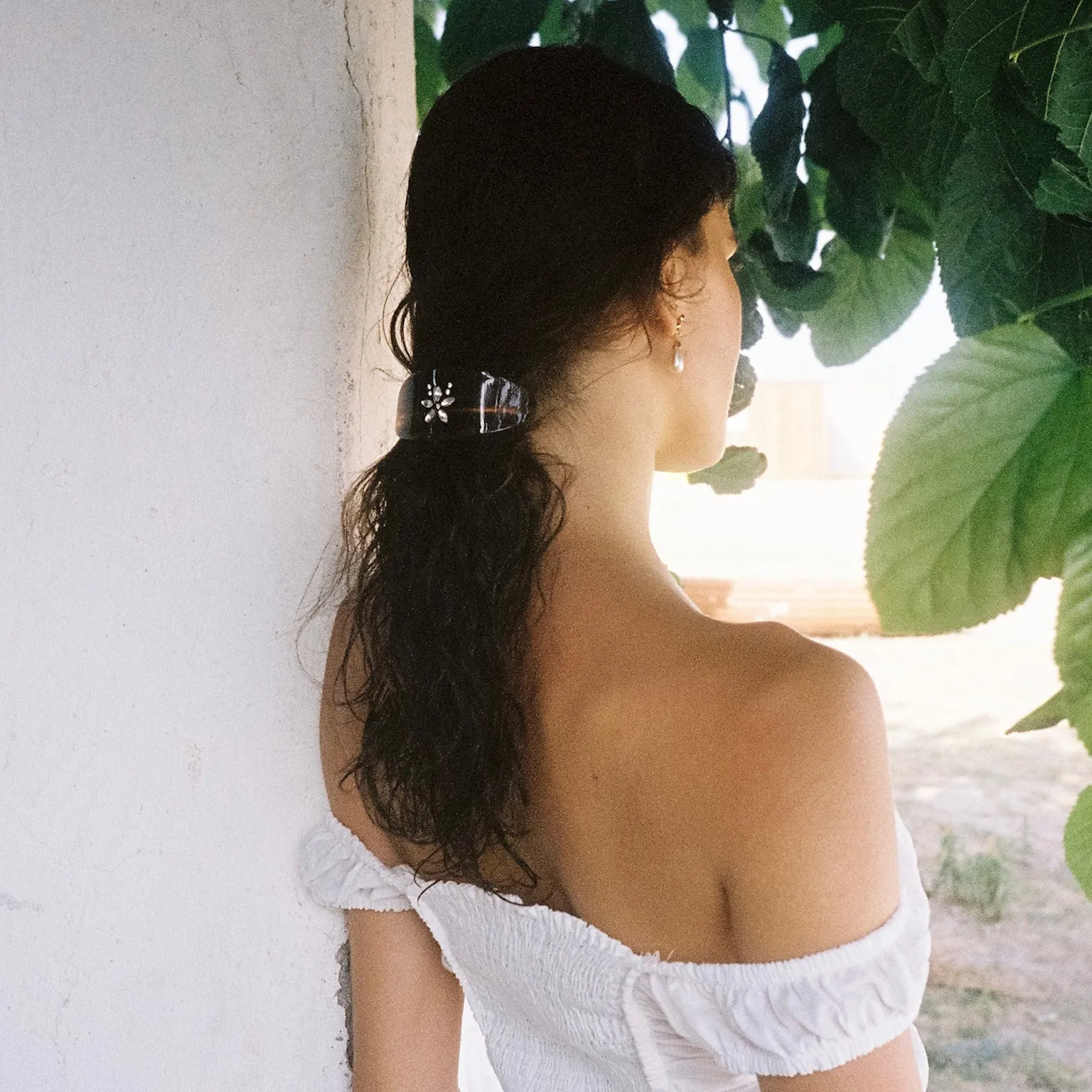 Ponytail Barrette in Tortoise Gardenia