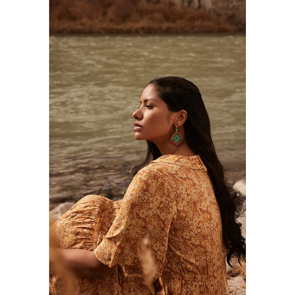 Prairie Blossom Hand-Tooled Leather Earrings