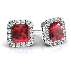 Princess Halo Studs with Rubies