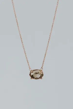 Prong Set Gemstone Necklace - Sunstone 14k RG