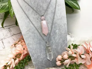 Quartz & Rose Quartz Vial Necklace