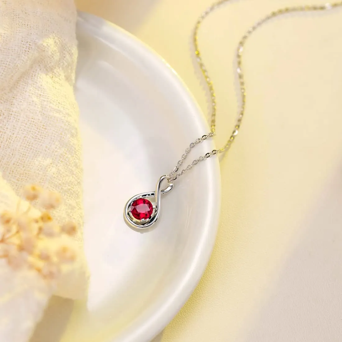 "Birthstone" July Gemstone Sterling Silver Necklace